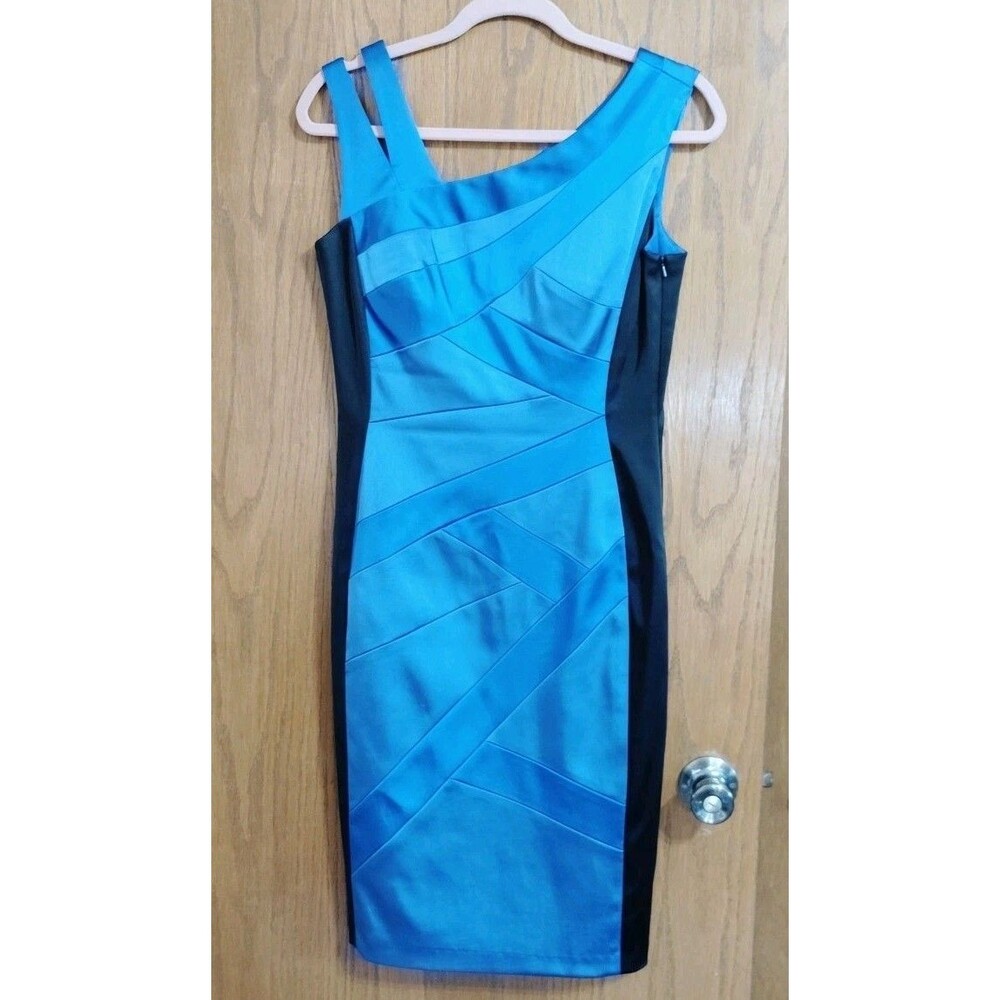 JAX Womens Sz 8 Cocktail Dress Bodycon Blue Sleeveless Party Bandage